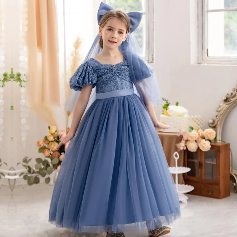 Robe de demoiselle d'honneur en dentelle pour filles, vêtements de soirée pour enfants, robe d'anniversaire, robe de princesse, fleurs florales, blanc, mariage, enfants