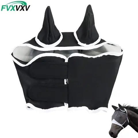 1PC Fly Mask with Ears for Horses Soft Stretchy Mesh Horse Face Cover, Breathable Eye Protection Fly Masks UV Protective Horse S