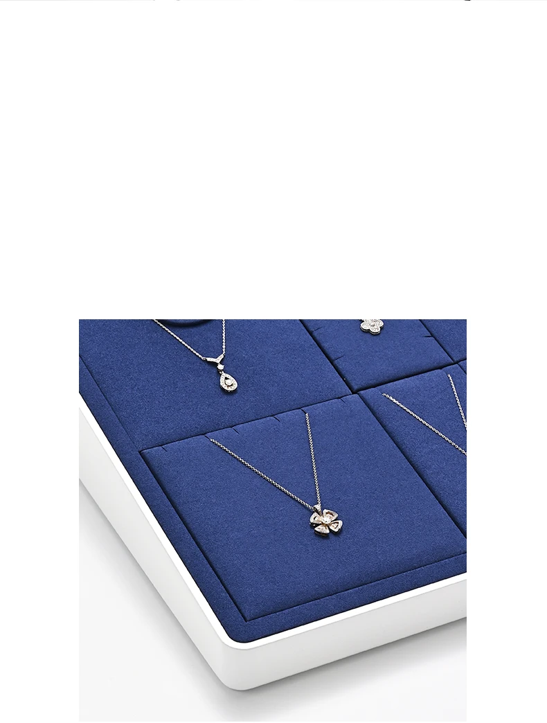Oirlv Blaues Mikrofaser-Schmuckständer-Set aus MDF für Ringe, Ohrringe, Armbänder und Halsketten – Organizer-Tablett für die Schmuckausstellung im Geschäft – Detail 4