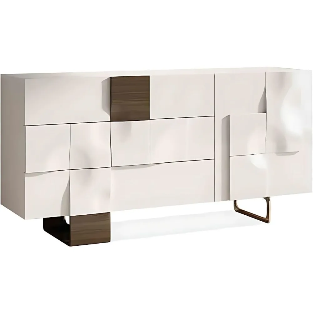 

Sideboard Buffet Cabinet - Sideboard Storage Cabinet with 3 Drawers ＆ 1 Door, Solid Wood Buffet Cabinet(Off-White, 60'')