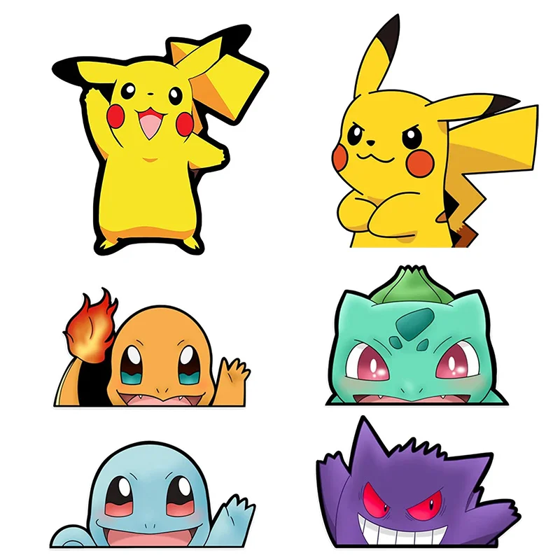 Niedliche Squirtle Pikachu Aufkleber Pokemon Peek Sticker Wasserfeste Aufkleber Autoaufkleber Wandtattoos