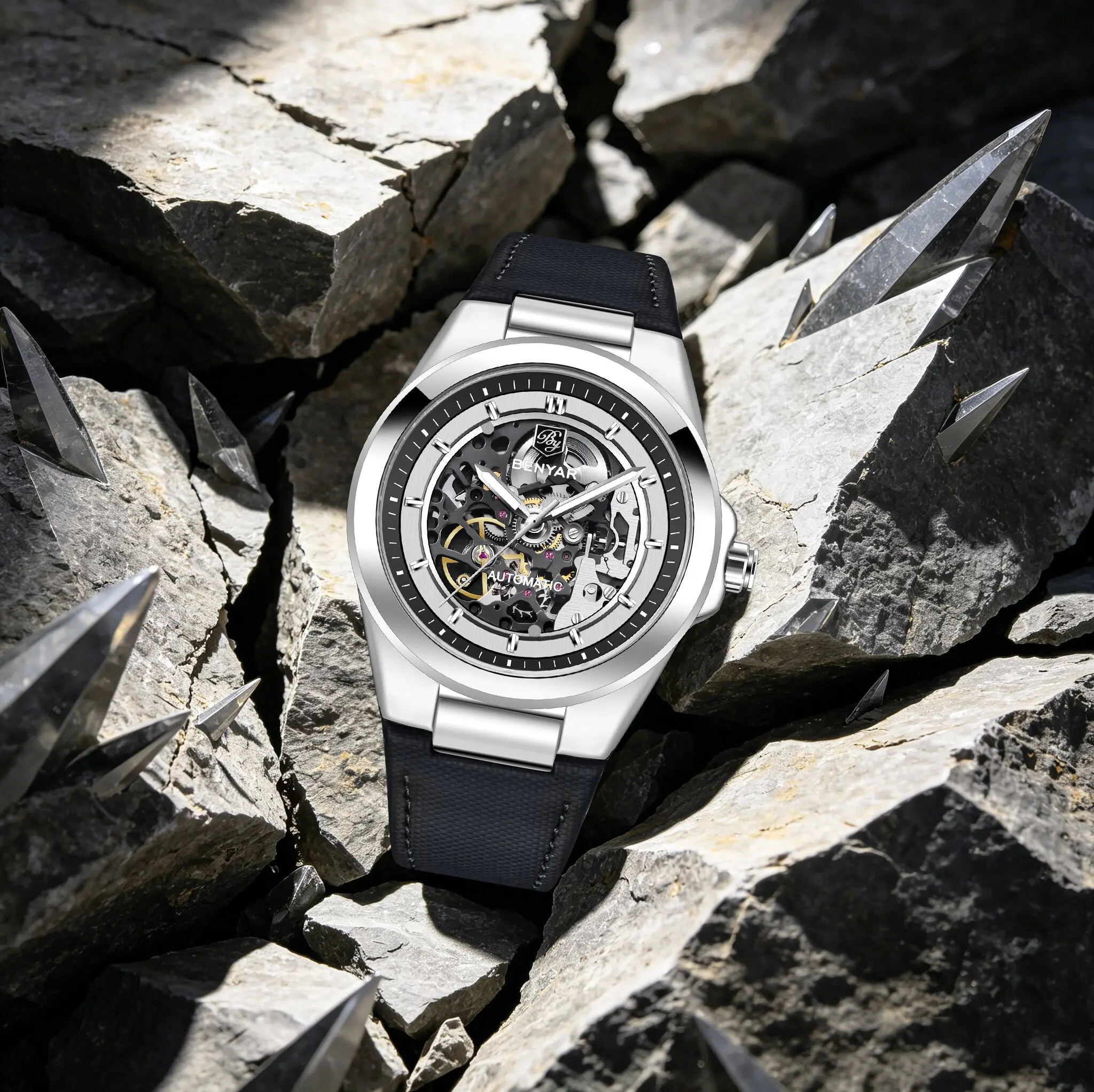 benyar-mecha-style-octagonal-case-men-mechanical-watch-panoramic-hollow-dial-fashion-casual-black-belt-luminous-waterproof-watch