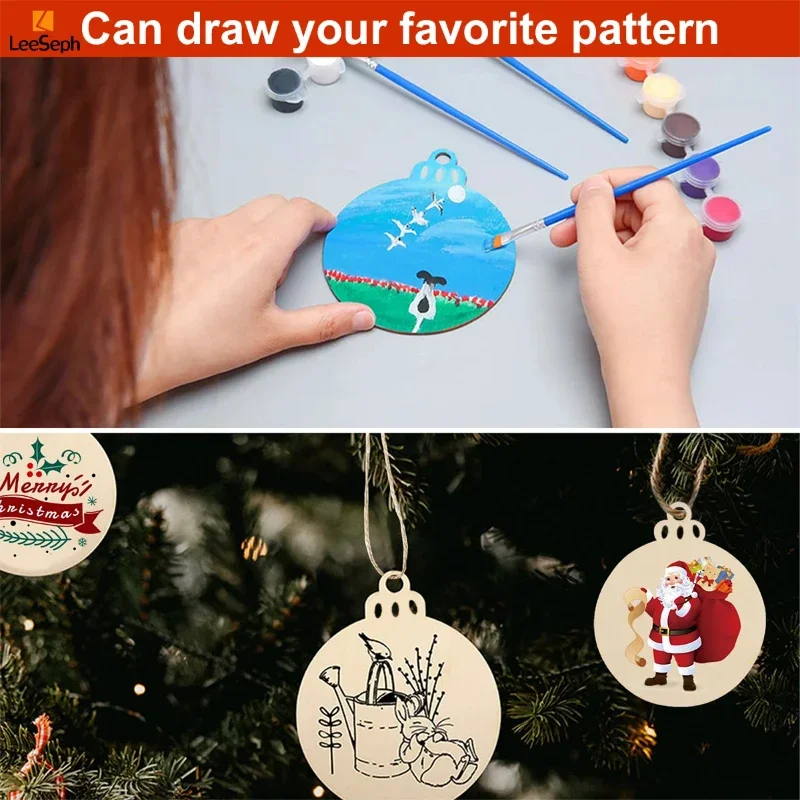 2026 Latest Models Top Quality DIY Wooden Christmas Ornaments Set Hand Painted Decor Holiday Gift Supplies
