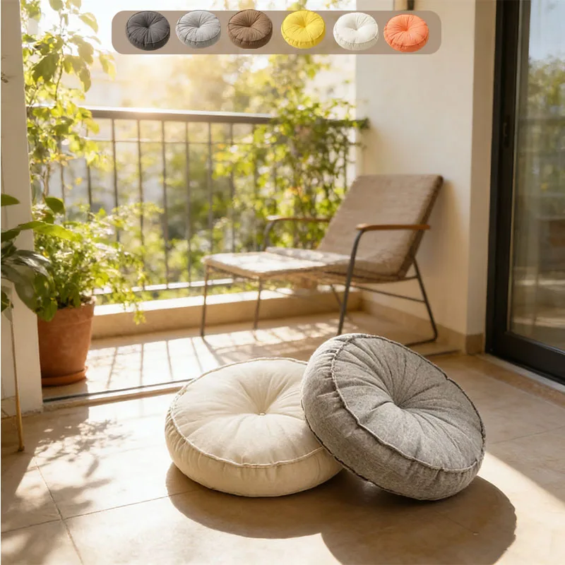 

Circular Linen Cushion Skin Friendly Breathable Thickened Polyester Fiber Filled Floor Mat Suitable for Sofas and Tatami Mats