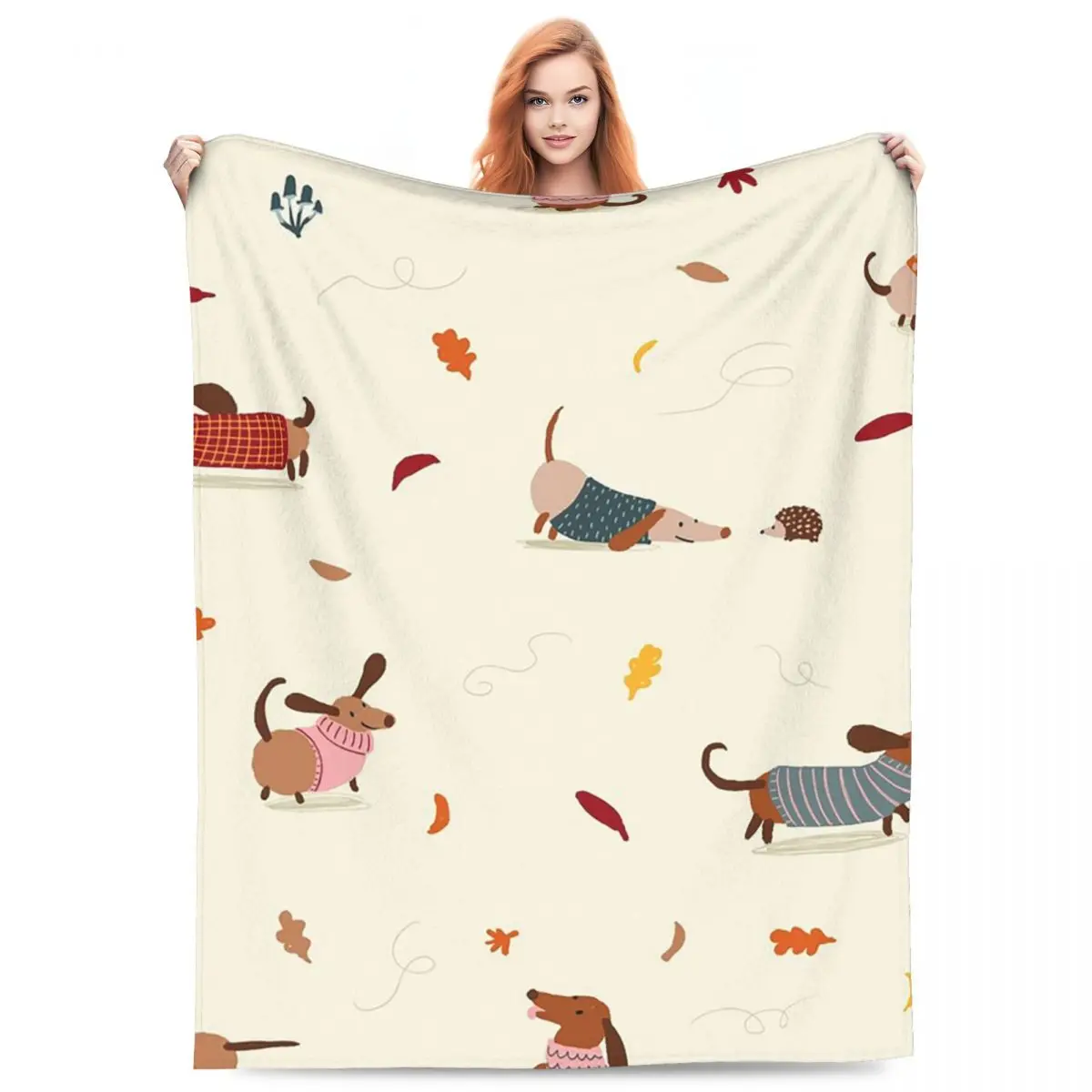 Sausage Dog Dachshund Cute Blankets Fleece Sofa Throw Blanket Super Soft for Home Bedroom Travel Throws Bedspread Quilt