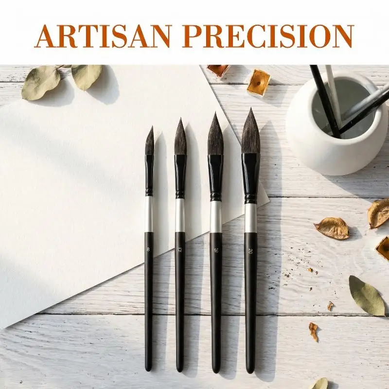 1/4 Piezas Pincel de arte pintado a mano con alambre, Pincel de gouache de pelo de nailon, Pincel de acuarela con forma de cuchillo, Bolígrafo de acuarela