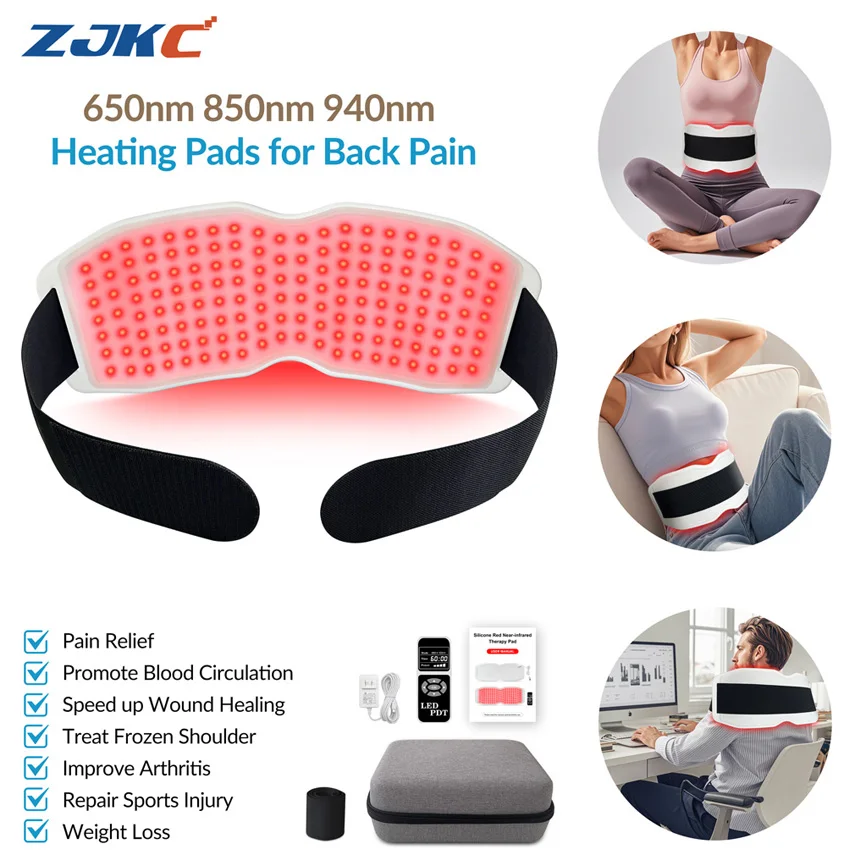 

ZJKC 660nm 850nm 940nm Low Level Laser Therapy LLLT Red Infrared Light Treatment Heating Pad Belt for Pain Relief