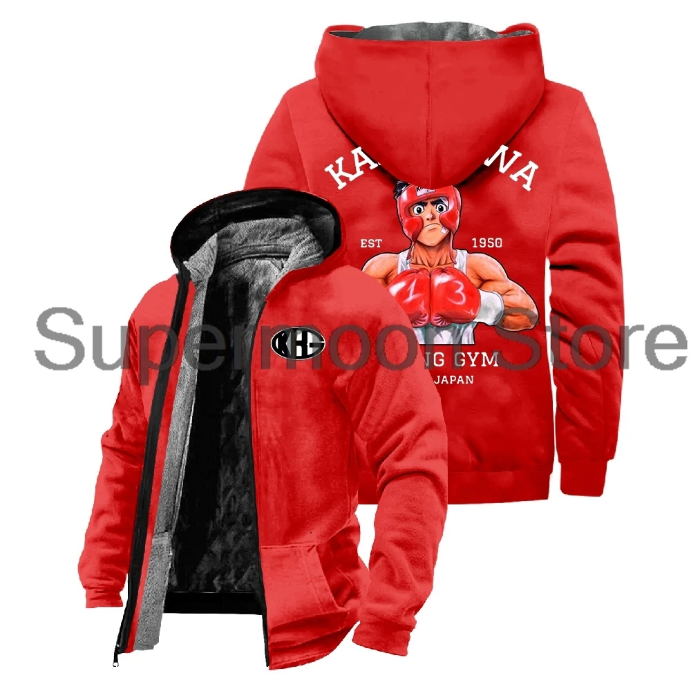 Jaket Hoodie lengan panjang pria wanita, jaket parka berritsleting lengan panjang Anime Kamogawa, mantel musim dingin pria dan wanita