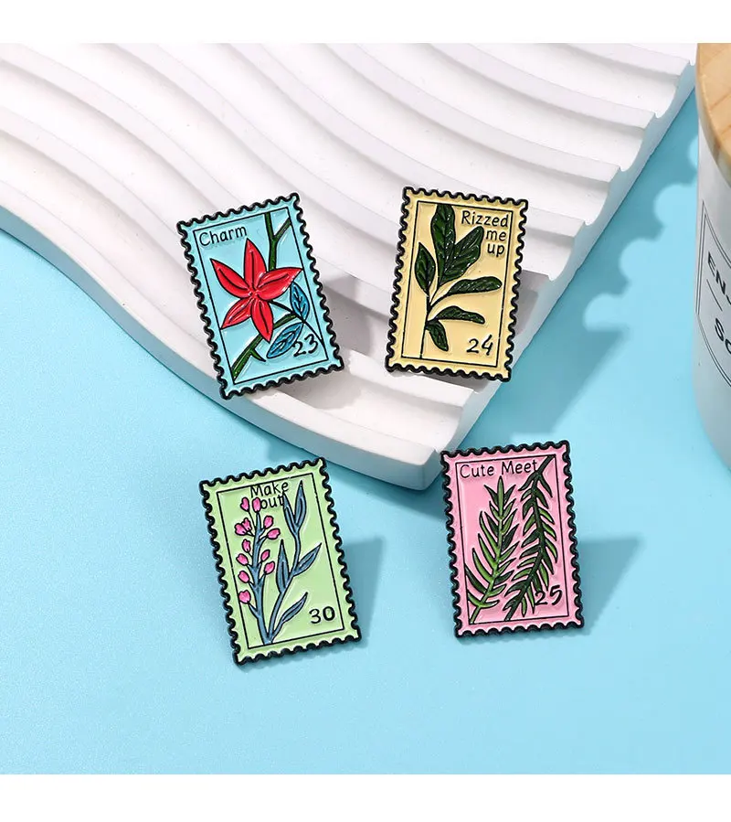 Hot selling and popular metal drip oil plant stamp brooch, clothing accessories badge, waist cinching artifact, fixed buckle