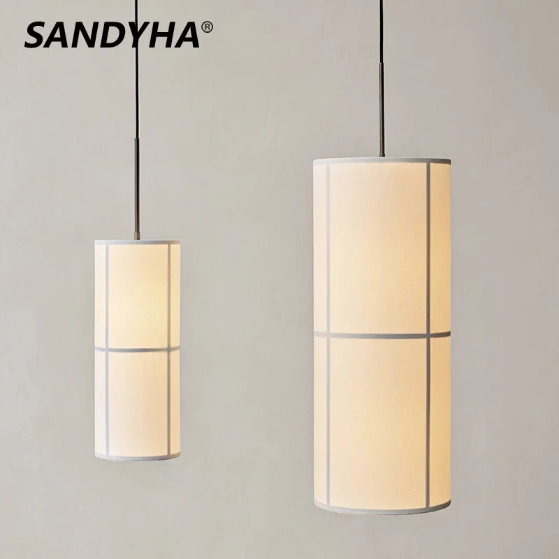 

Japanese Pendant Lights Industrial Chandelier for Living Room Fabric Lampshade Led Lamp Dining Table Lighting Bedroom Decoration