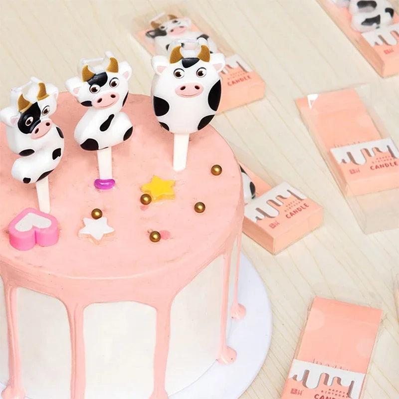 

Kids Birthday Candle Cute Zodiac Cow Number Cake Topper Animal One Year Old Baking Decor Wedding Dessert Cupcake Party Supplies