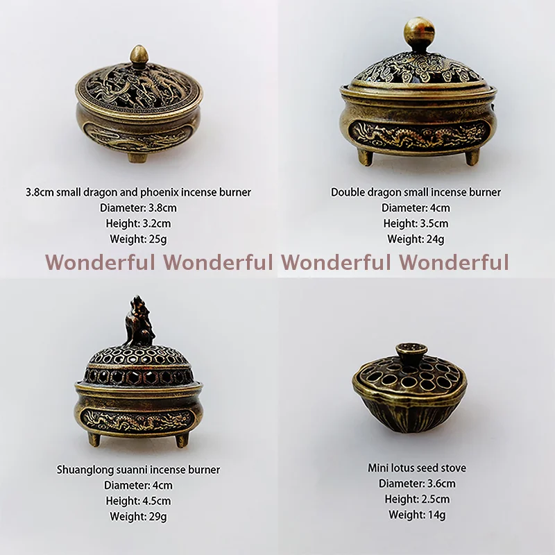 Mini Sandalwood Censer Incense Metal Craft Home Decoration Lotus Flower Incense Burner Buddhism Buddha Holder Brass