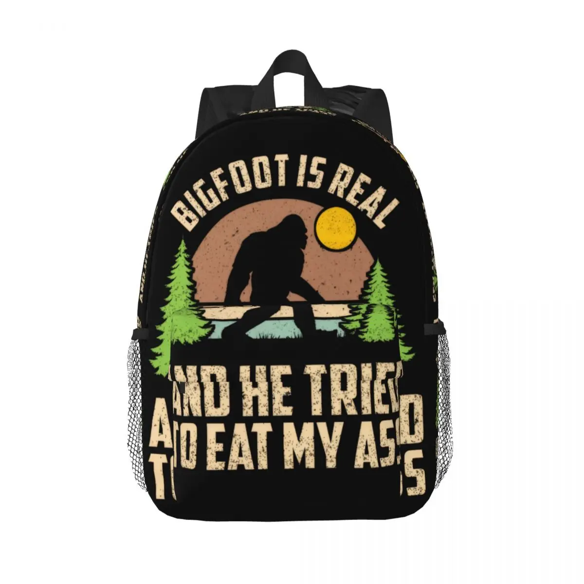 Bigfoot ist echt und er hat versucht, meinen Arsch Rucksack Middle High College School Student Bookbag zu essen