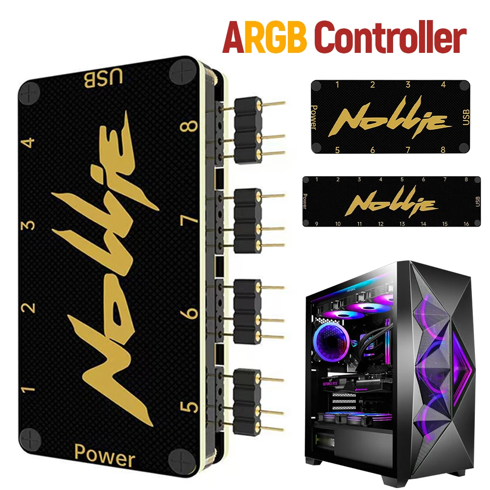 

5V 3Pin ARGB Controller Support SignalRGB OpenRGB Addressable ARGB Splitter SATA Power for Extended Motherboard Interface