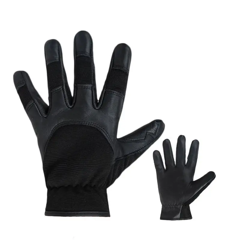 Black Cowhide Leather Gloves Outdoor Cycling Driving Work Protection Camping Hiking Rope Handling Motorcycle/Electric Bike Use