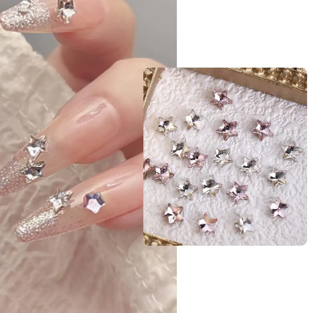 

10Pcs Mini Stars Nail Decorations Nail Jewelry Rhinestones 3D DIY Manicure Accessories Five-pointed Stars Drills