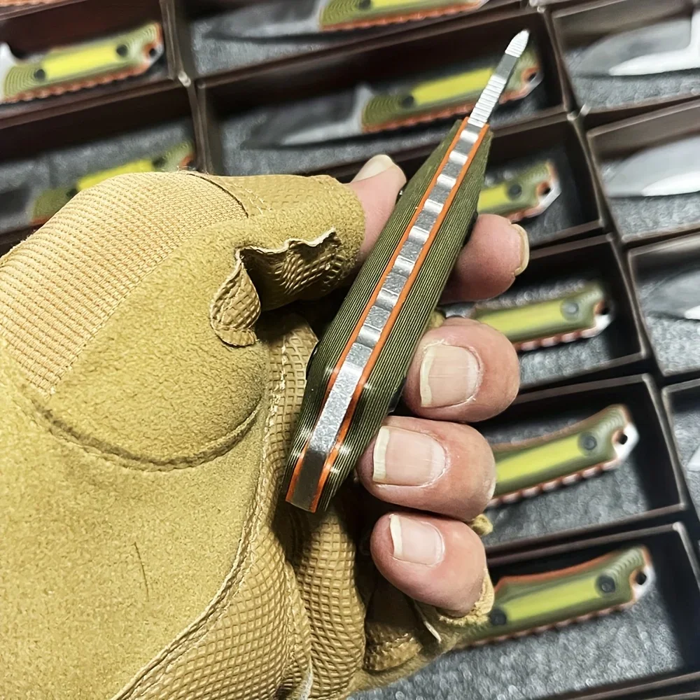 15017 Pisau Lurus Kecil Serbaguna Pisau Kekerasan Tinggi Pegangan G10 Warna Ganda Pisau Bertahan Hidup Berkemah Luar Ruangan Pisau Pancing