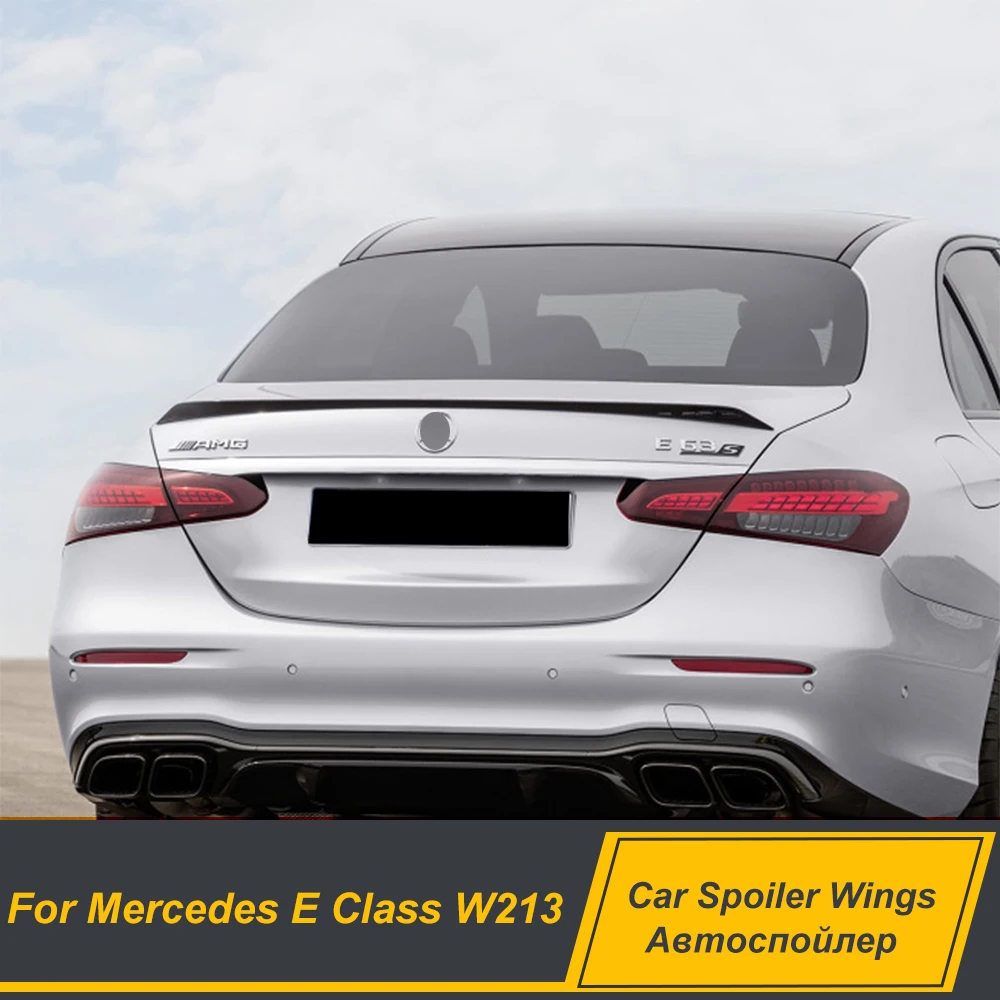 

For Mercedes E Class W213 Spoiler E200 E260 E300 E320 E63S Style Rear trunk Lid Car Spoiler Wings Black Carbon Accessories