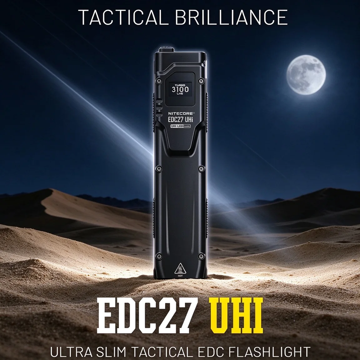 Nitecore UHi Tactical EDC Flashlight 3100Lumens Rechargeable Torch Ultra Slim Built in Li-ion Battery for Camping Daily Carrying