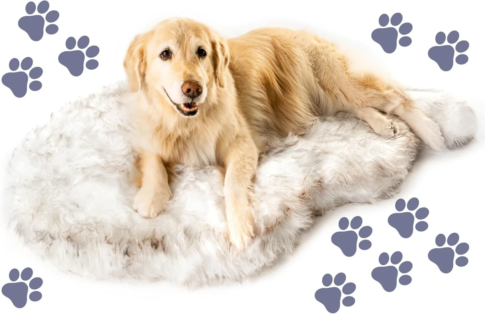 PupRug Orthopedic Dog Bed for Large Dogs with Fluffy Soft Faux Fur and Memory Foam for Joint Pain Relief, Machine Washable and