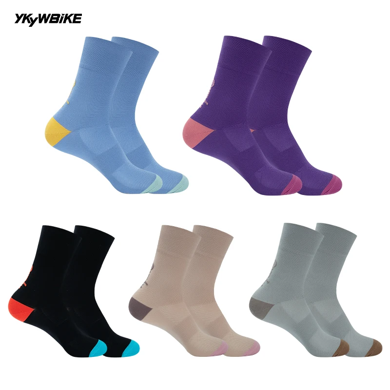 YKYWBIKE Cycling Socks Pro Team Sock Soft Comfortable High-wicking Sport Running Bicycle Bike Socks Calcetines