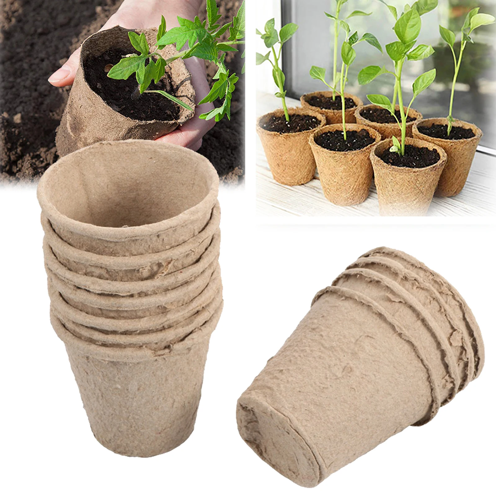 Biodegradable Pulp Nursery Cup 6cm 8cm Seedling Germination Cultivation Pot Garden Greenhouse Agriculture Planting Supplies 5pcs