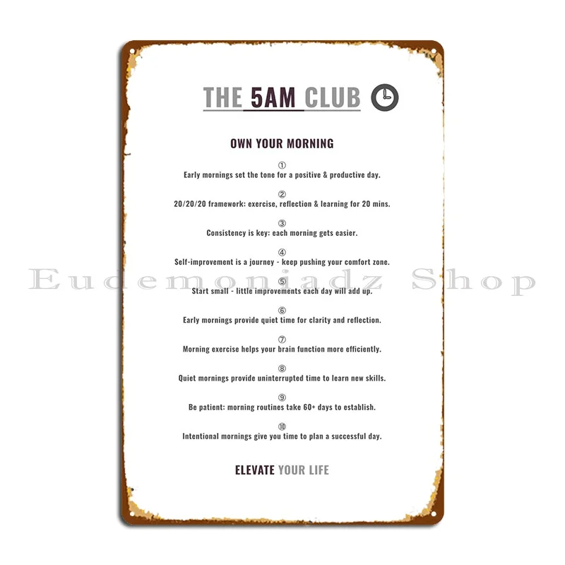 The 5am Club Summary Metal Plaque Poster Character Painting Custom Pub Club Tin Sign Poster