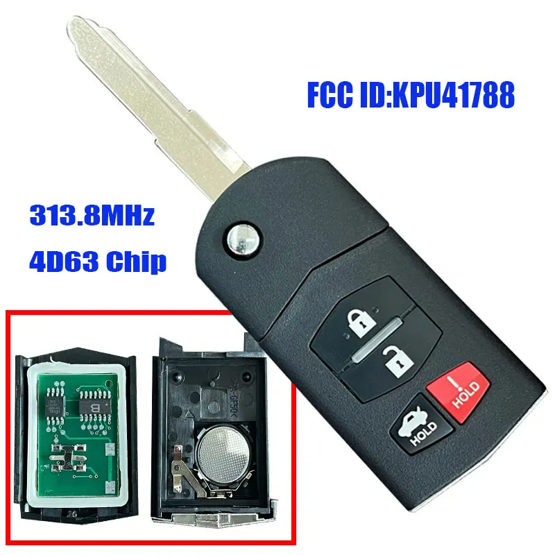 KPU41788 Remote Car Key for Mazda 6 Sedan RX-8 2005 2006 2007 2008 Remote Key 313.8MHz 4D63 Chip 3/4 Buttons