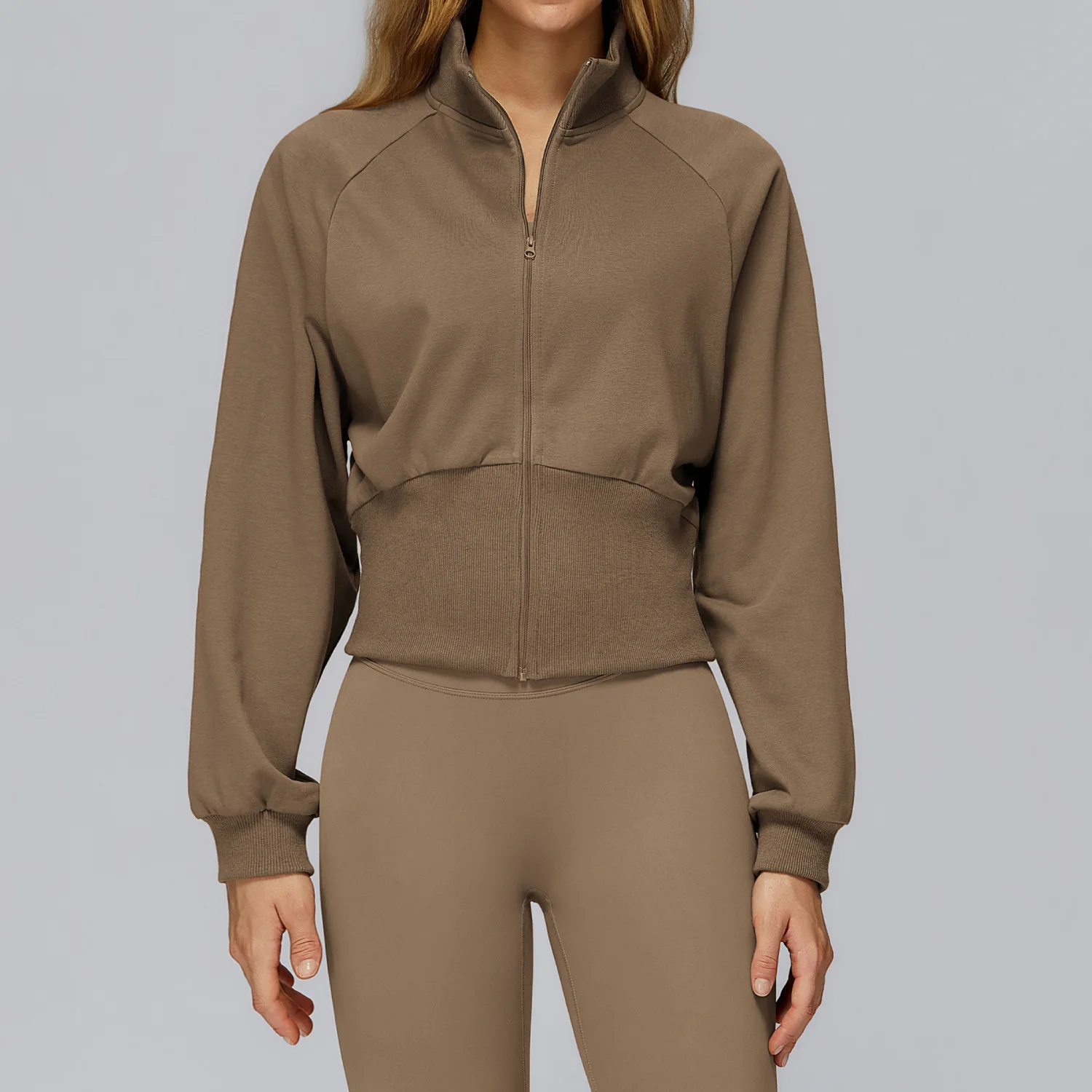 

Зимняя женская толстовка с длинными рукавами и воротником-стойкой, ветрозащитная теплая толстовка на молнии, свободная спортивная куртка для бега на открытом воздухе