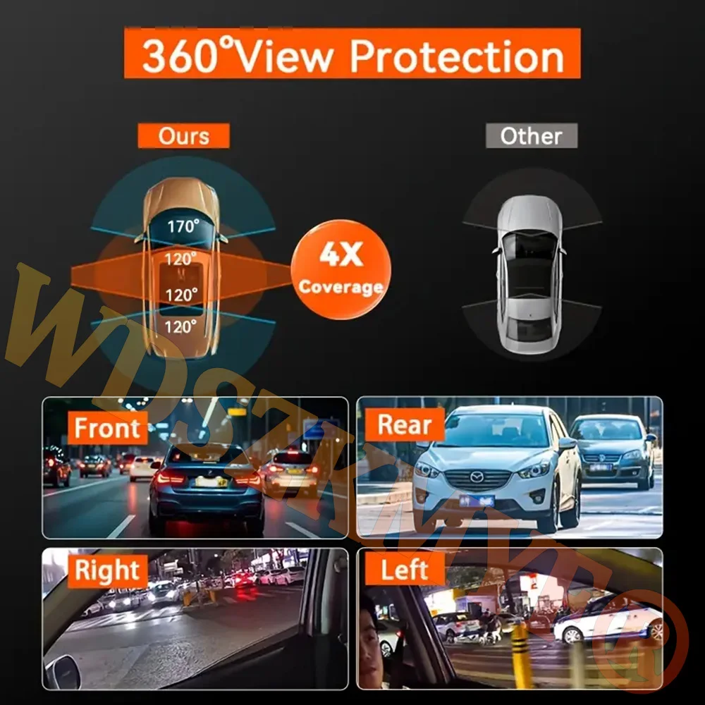 4 عدسة سيارة DVR 360 درجة مسجل فيديو 1080P داش كام 3/4 قناة الجبهة اليمنى اليسرى اختياري كاميرا الرؤية الخلفية ملحقات السيارة