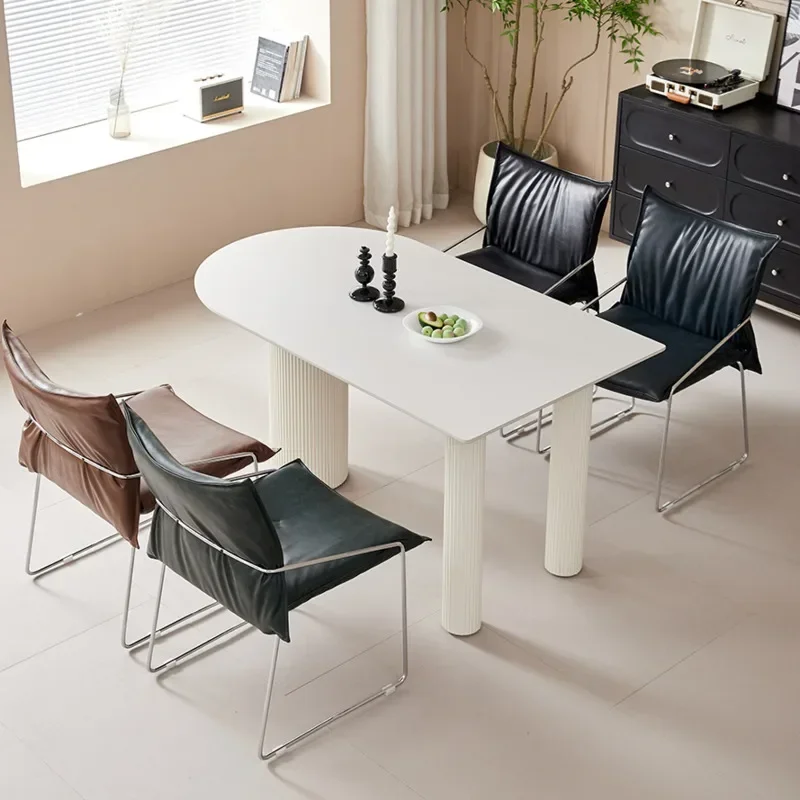 Italian Minimalist Dining Stool Light Luxury Back Chair for Bedroom Comfortable Office Chair for Casual Sitting & Lounge Areas image 6