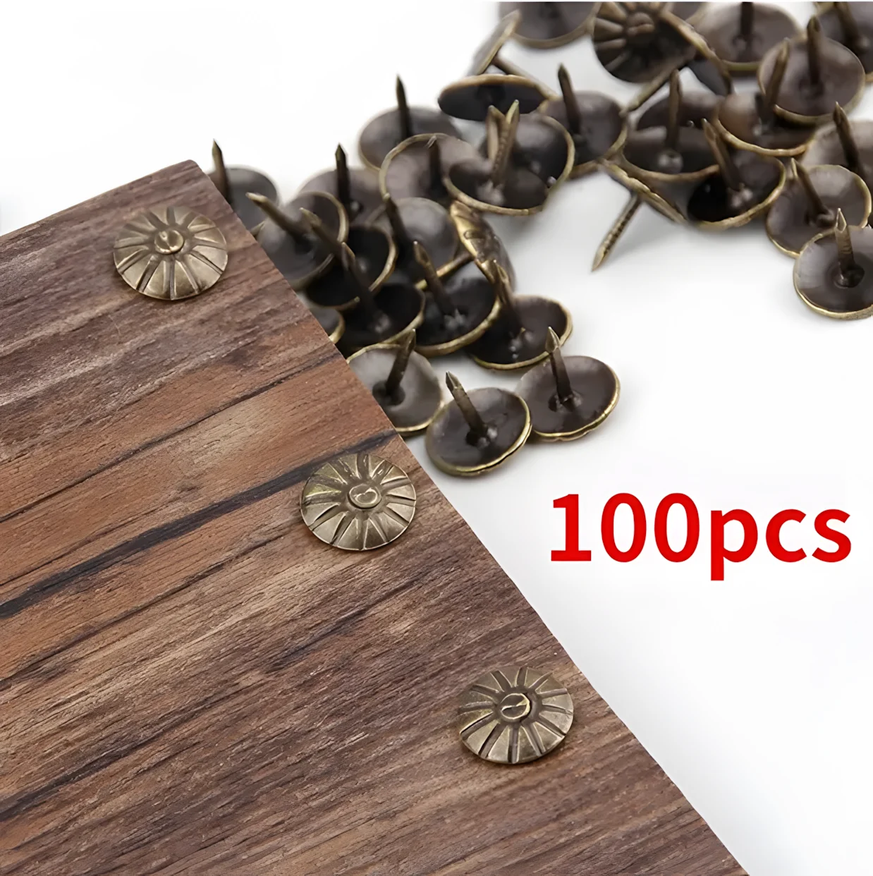 100pcs Antique Gold Brass Decorative Nails Application Jewelry Gift Box Table Thumbtack Furniture Hardware Woodworking Tools