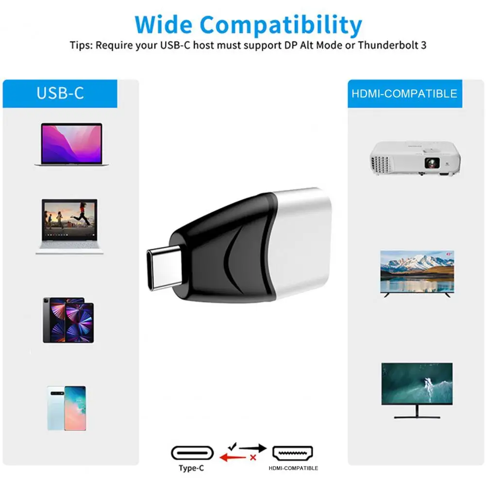 Computer Adapter Compact Type-c to Hdmi-compatible Adapter High-speed Data Transfer Plug-and-play Video Converter for Phone