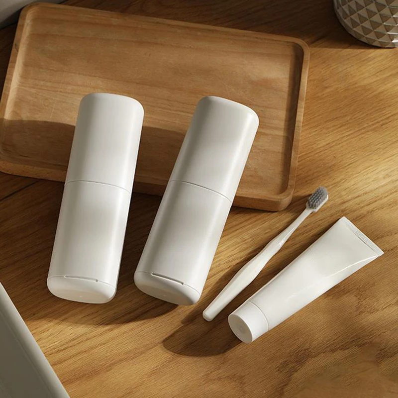 Contenedor de pasta de dientes de plástico para viajar, Camping, cepillo de dientes, Estuche De Viaje, soporte portátil para cepillo de dientes, 1 ud.