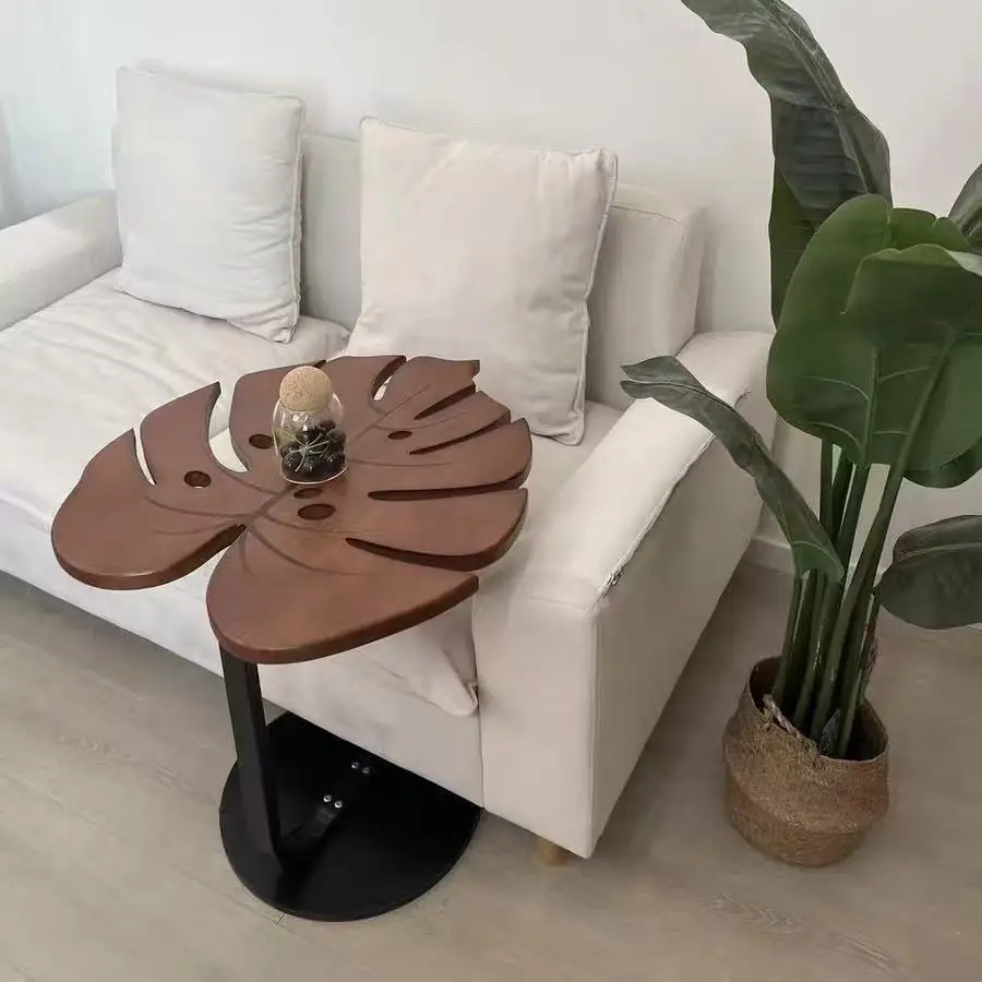 Turtle bamboo leaf wood side table, living room art style decorative table