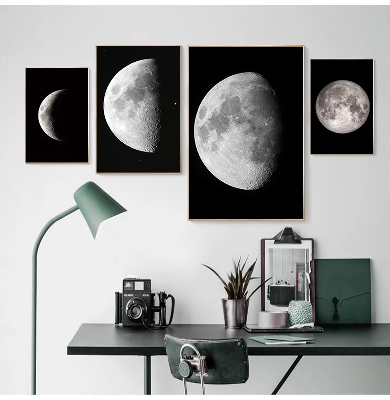 Abstract Moon Poster Prints Moon Phase Change on Canvas Painting Astronomy Satellite Home Decor Bedroom Decoration