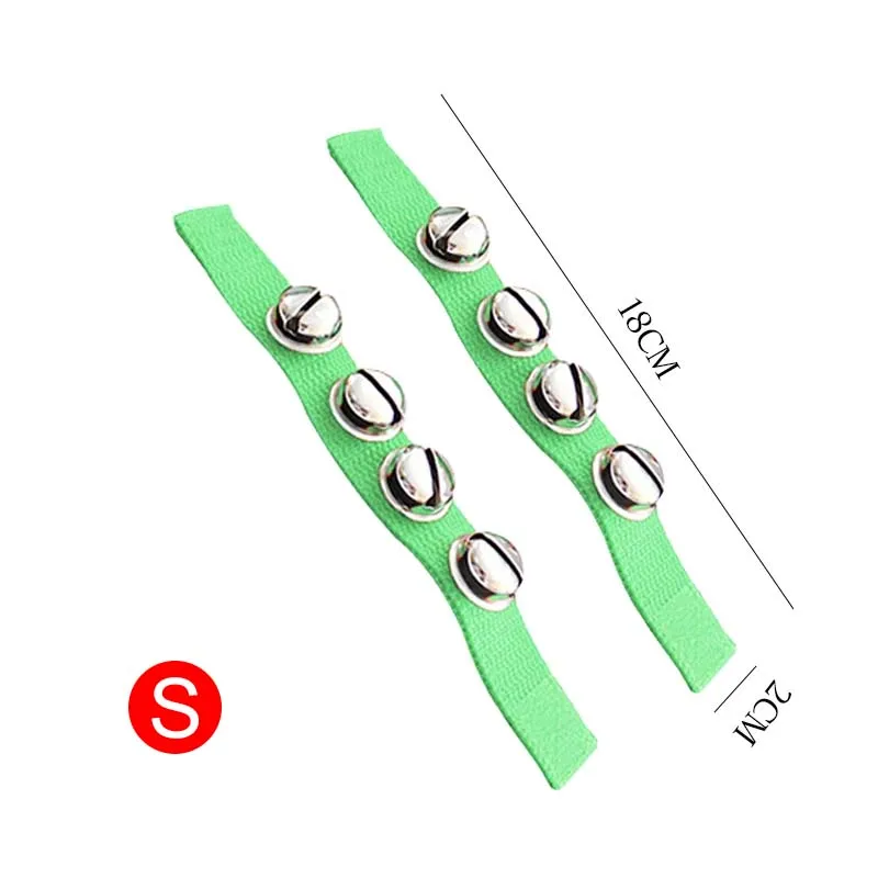 1 คู่สีเขียวริบบิ้นโลหะกระดิ่งสร้อยข้อมือสำหรับผู้ใหญ่เต้นรำท้องเวทีอุปกรณ์เสริมแฟชั่นเคลียร์เมโลดี้แบบพกพา TMZ