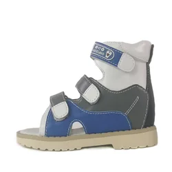 Ortoluckland Children Sandals Summer Kids Boys Orthopedic Leather Shoes Flatfeet Clubfoot Arch Support Footwear Size21 to 38