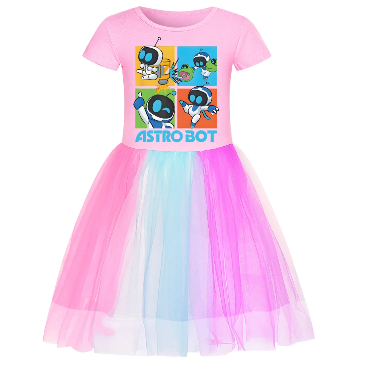 Astro Bot Dress Fashion New Summer Girls Game ASTROBOT Cute Comfortable Versatile Star Rainbow Lace Skirt Birthday Surprise Gift