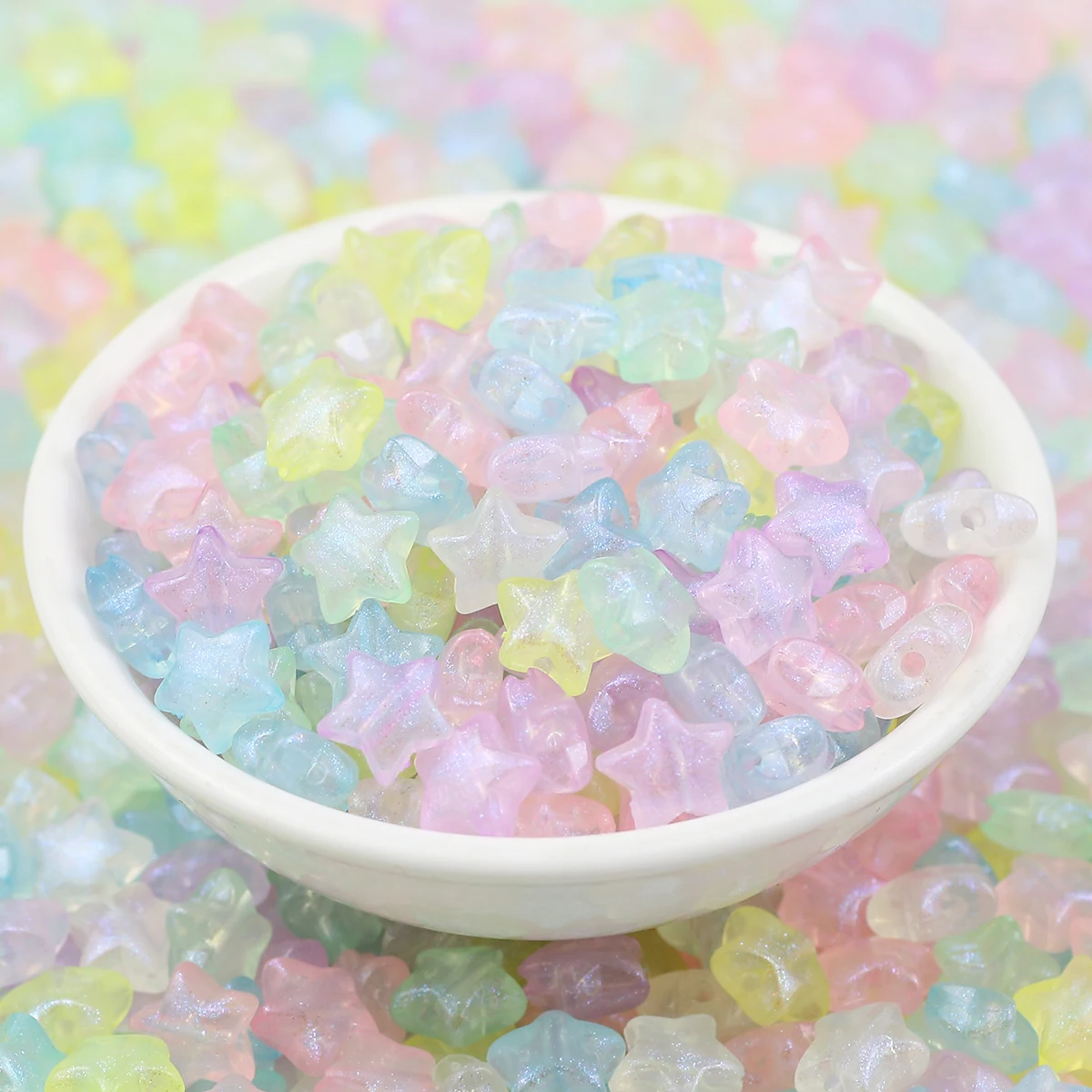 

100pcs 10mm Five-pointed star Mermaid Color Shiny Star Beads Acrylic Loose Spacer Beads For Jewelry Making Diy Charms Bracelet