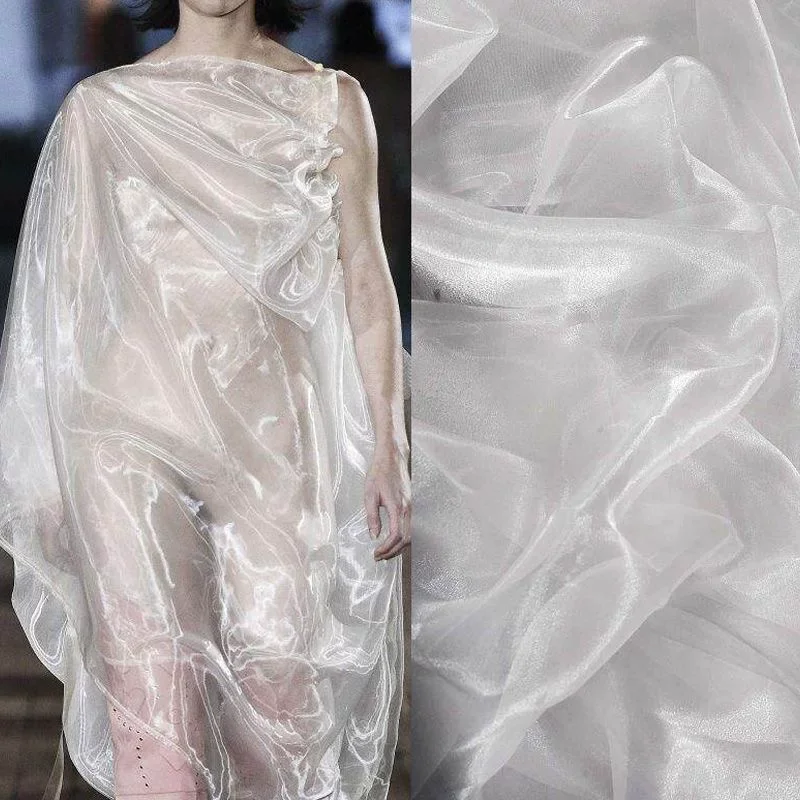 

White Water Light Tulle Fabric Lightweight Flowing Sheer Voile Transparent Yarn DIY Wedding Decor Event Scene Display Decoration