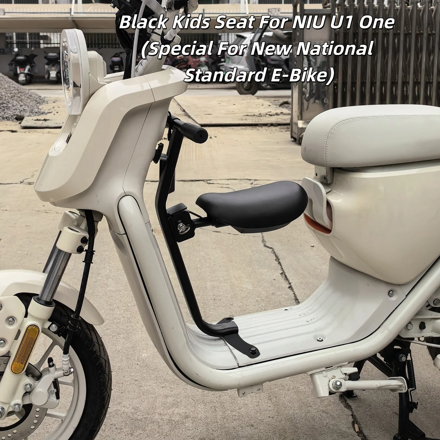 For NIU U1one New Standard E-Bike Matte Black Fold Front Kid Seat Sturdy Metal Bracket Stable Load Bearing Structure