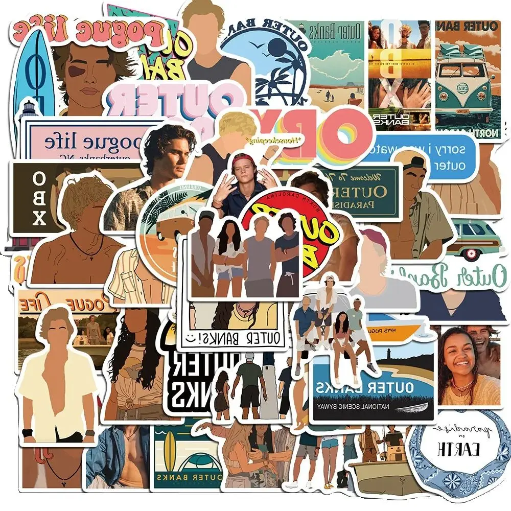 50 قطعة من المسلسل التلفزيوني الأمريكي Quest Quest Outer Banks Graffiti Luggage Computer ملصقات مقاومة للماء