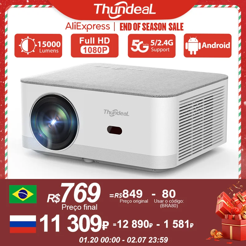 ThundeaL TD92Pro Mini Projector Full HD 1080P Projetor 5G WiFi Android 4K Video TD92 Pro Portable Beamer 3D Movie Home Theater