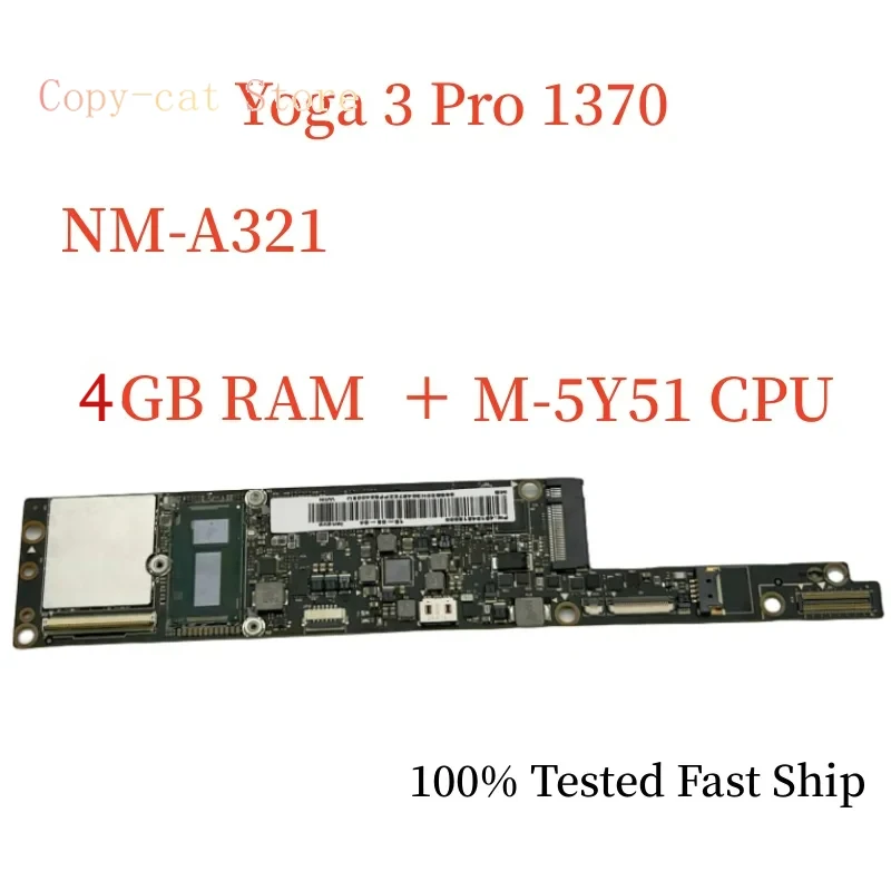 NM-A321 For Yoga 3 Pro 1370 Motherboard Bach SVT 5B20H30457 With-5Y51 CPU+4GB RAM Mainboard 100% Tested Fast Ship