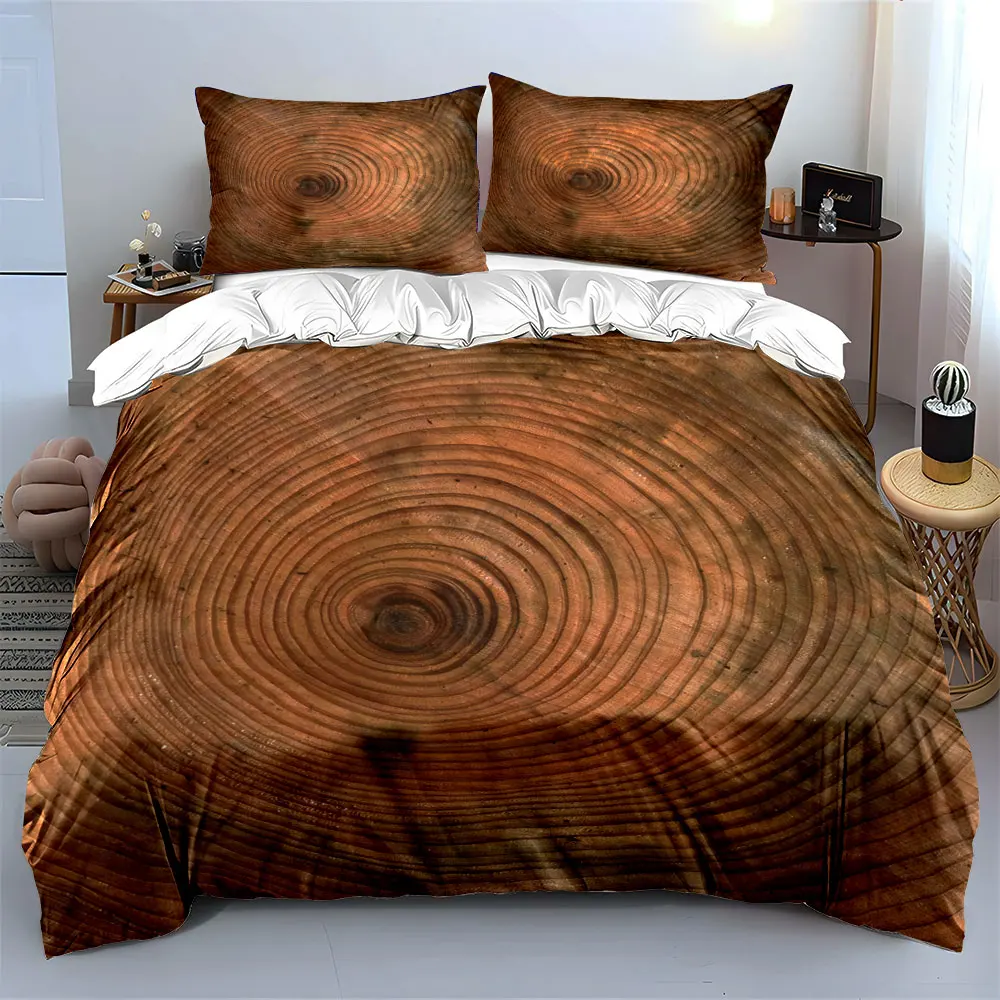 Wood Texture Decoration Set Soft Skin-Friendly Bedding Set Includes 1 Duvet Cover And 2 Pillowcase, Gift