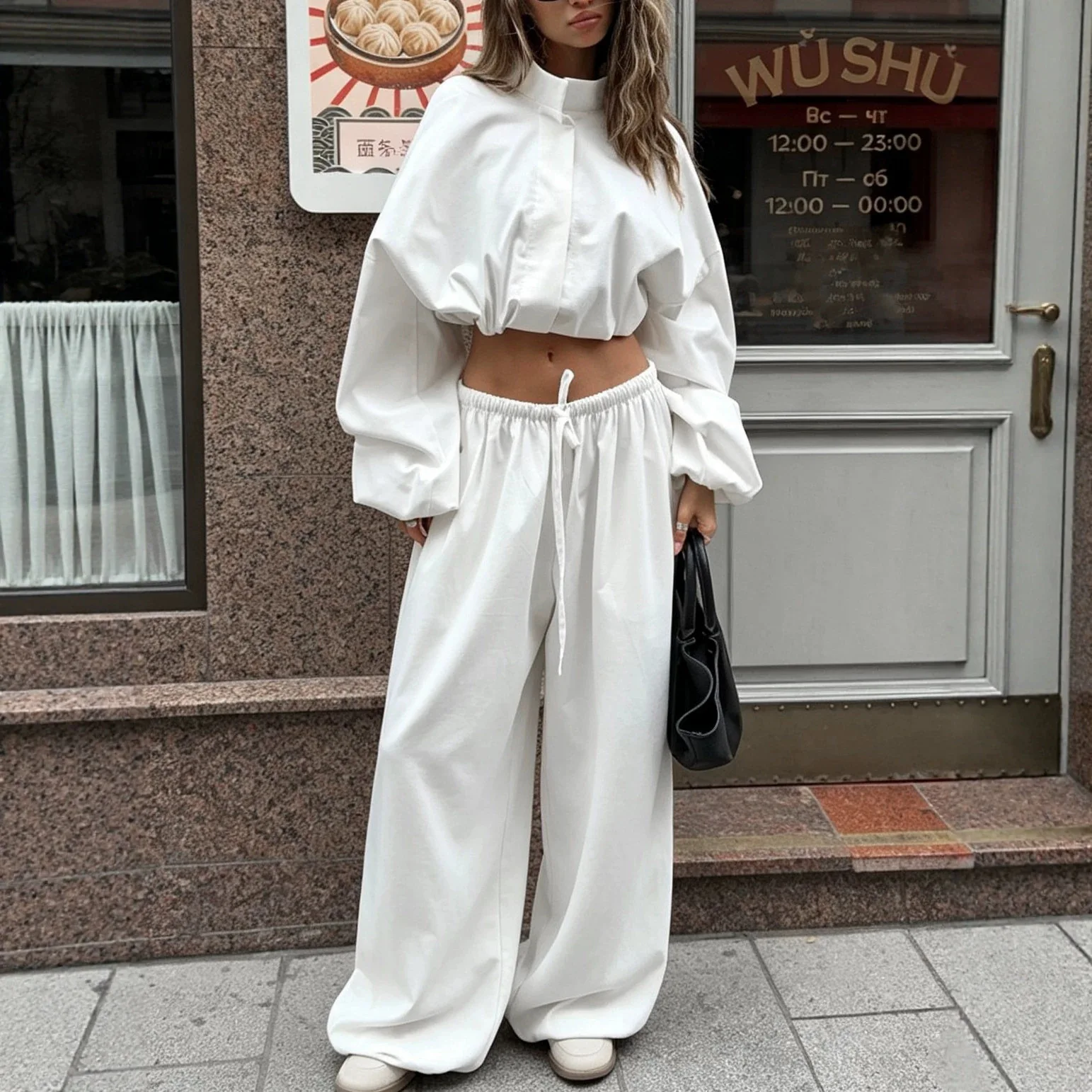 Casual Short Trench Coat Set Women's 2026 Autumn and Winter Design Sense Short Jacket Wide-leg Pants Two-piece Set