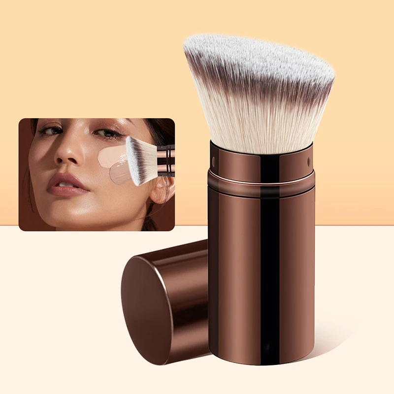 1/2Pcs Retractable Foundation Makeup Brush Flat/Angle Brush For Powder Blush Black Brown Gold Concealer Portable Makeup Tools
