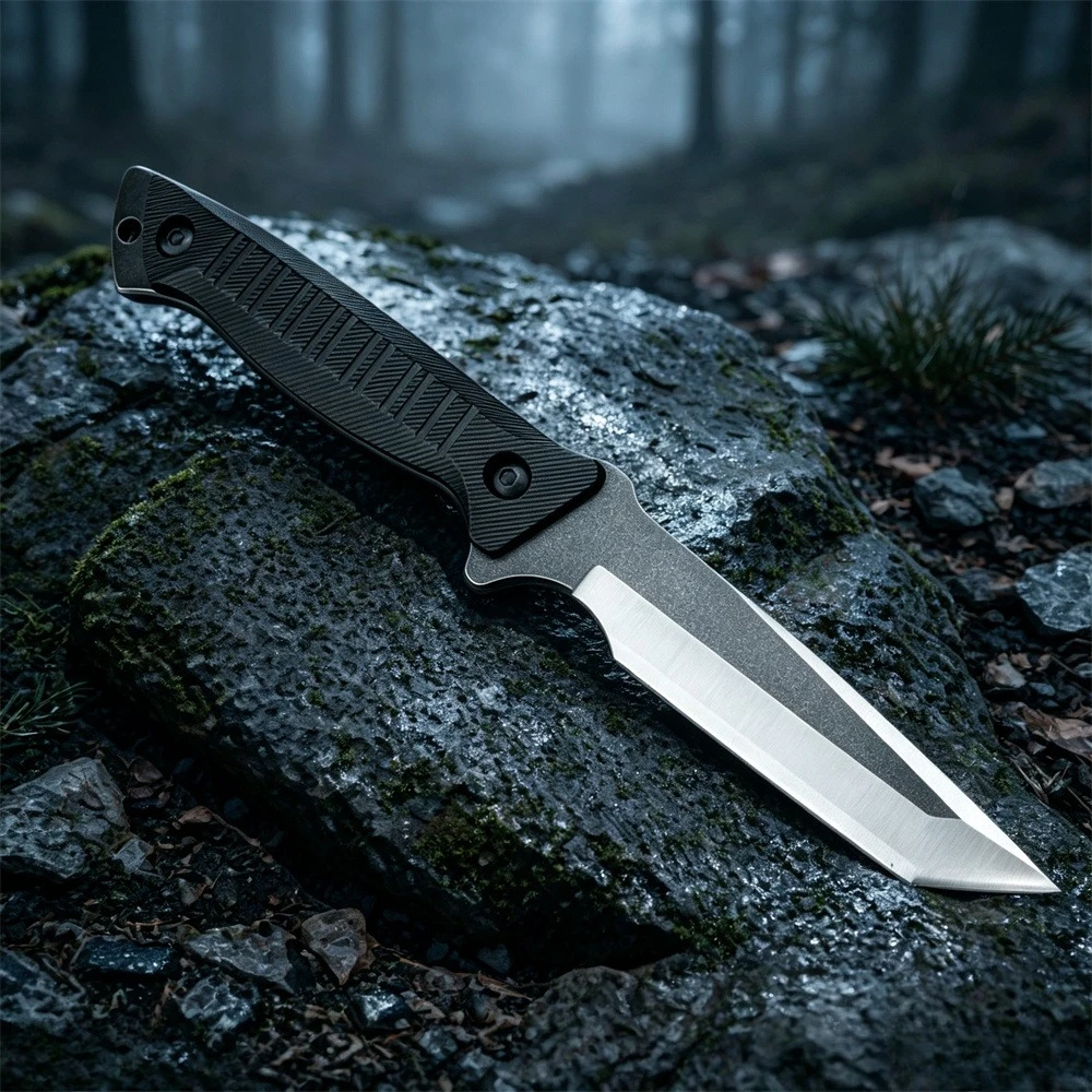 Dependable Fixed Knife for Hiking – 5Cr13MoV Blade, Ergonomic Nylon Handle, A Versatile Outdoor Companion with Protective Sheath