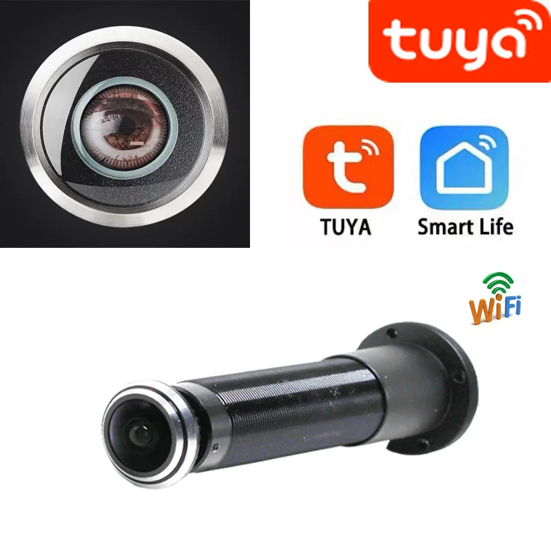 5G Tuya Wi-Fi cat\'s eye wide-angle fisheye anti-theft door peep hole wireless door eye HD 1080p doorbell intelligent camera